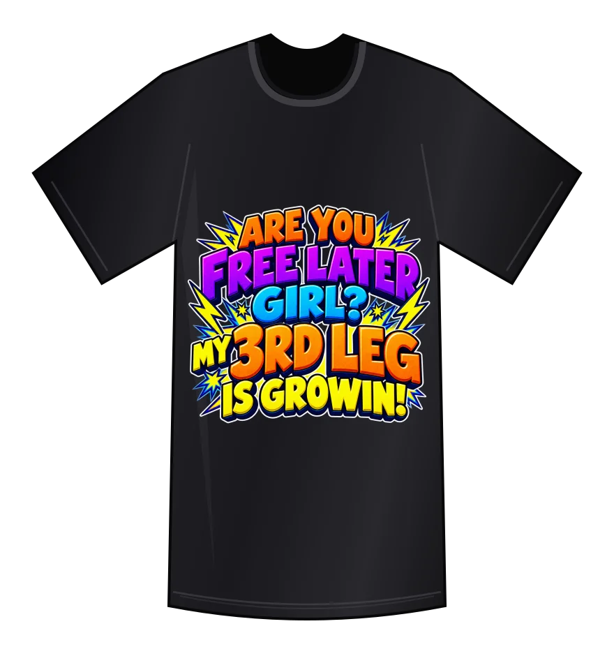 Are You Free Later? — Black tee mockup