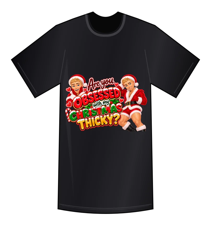 Christmas Thicky — Black tee mockup