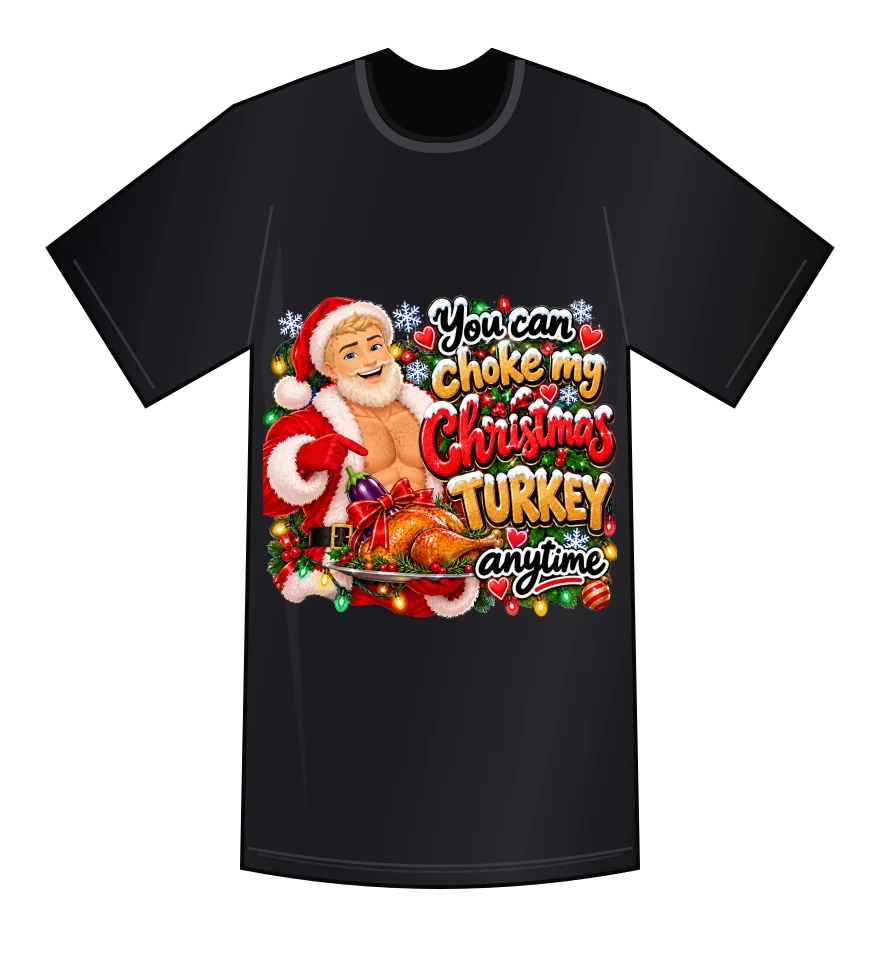 Christmas Turkey — Black tee mockup