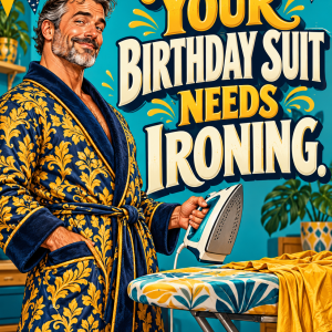 Birthday Suit Needs Ironing — Card
